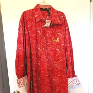 ROCAWEAR Men's long sleeve button down red bandana dress shirt